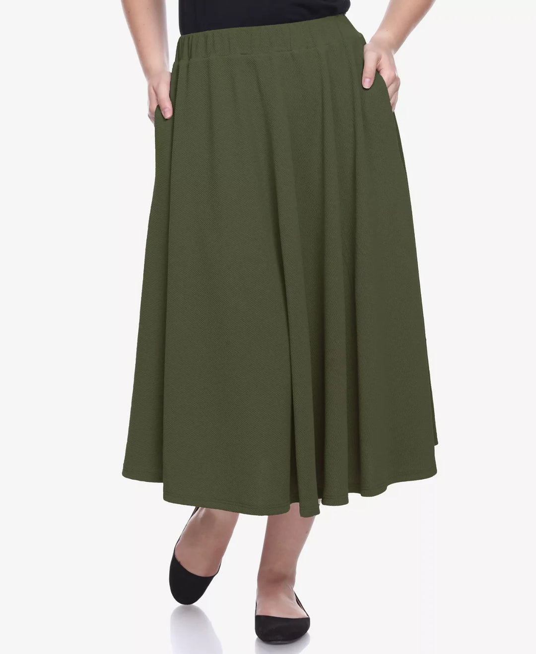 White Mark Plus Size Flared MIDI Skirt MSRP $49