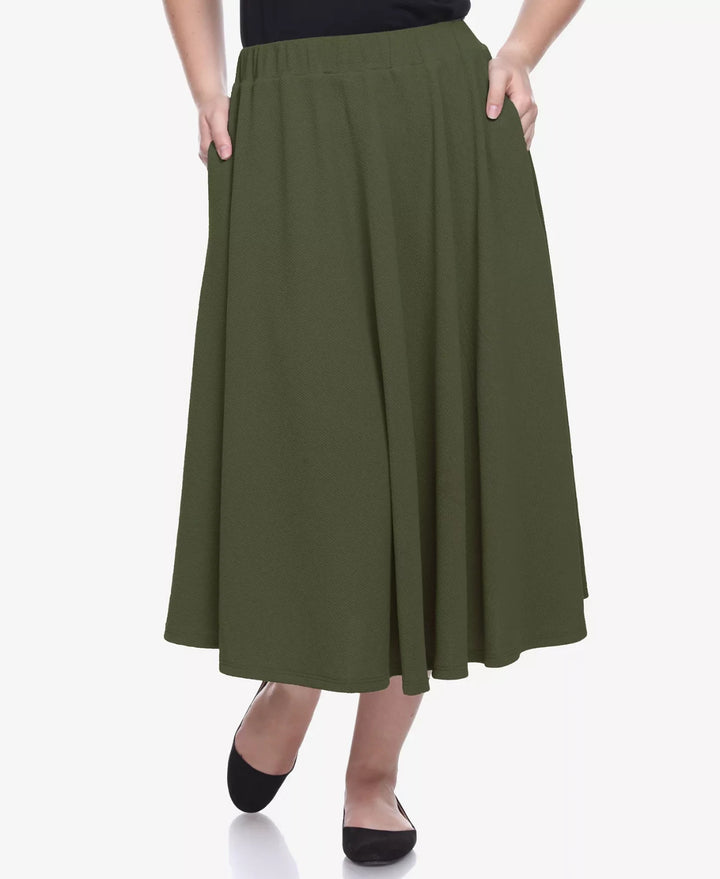 White Mark Plus Size Flared MIDI Skirt MSRP $49