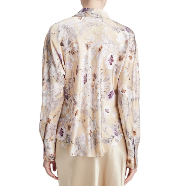 Vince Silk Printed Long Sleeve Shirt MSRP $445