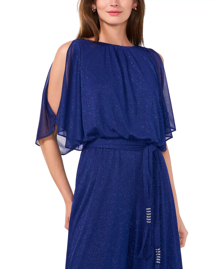 MSK Women's Glitter-Chiffon Blouson Wide-Leg Jumpsuit MSRP $89