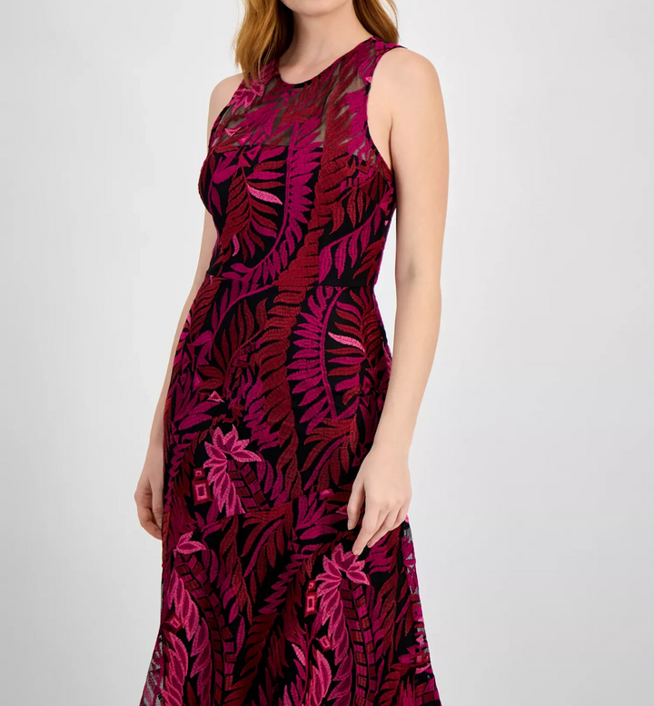 Sam Edelman Sleeveless Embroidered-Mesh Midi Dress MSRP $168