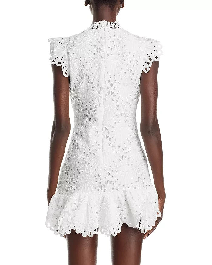 AQUA Mock Neck Lace Shift Dress MSRP $118