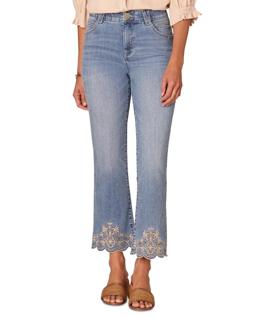 Democracy Petite High-Rise Embroidered Flare Jeans MSRP $88