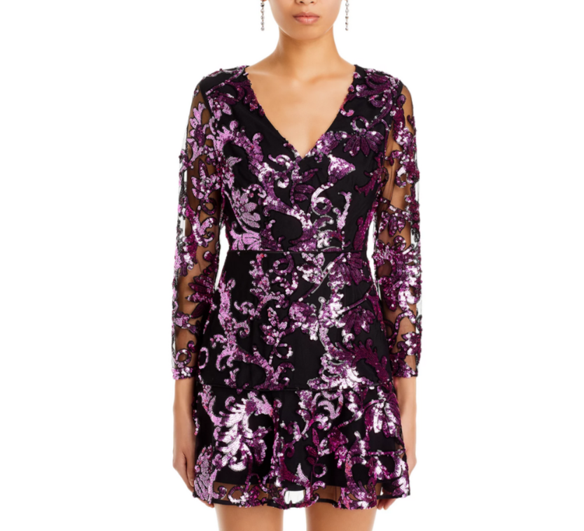 MILLY Tove Tassel Sequin Mini Dress MSRP $525
