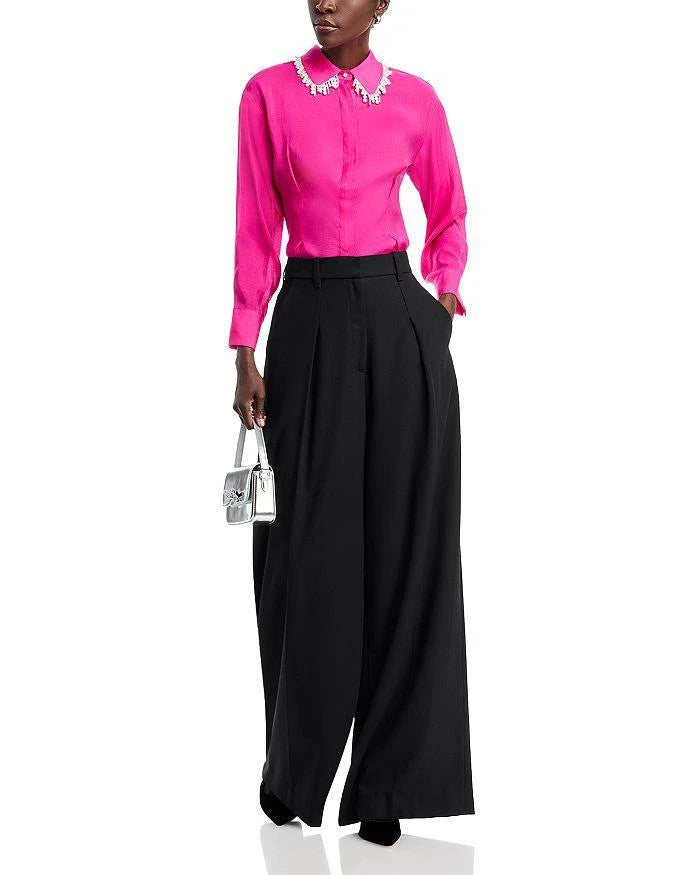 Gracia Faux Peal Trim Collar Top MSRP $108