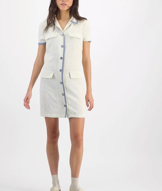 City Studios Juniors' Collared Button-Front Dress MSRP $59