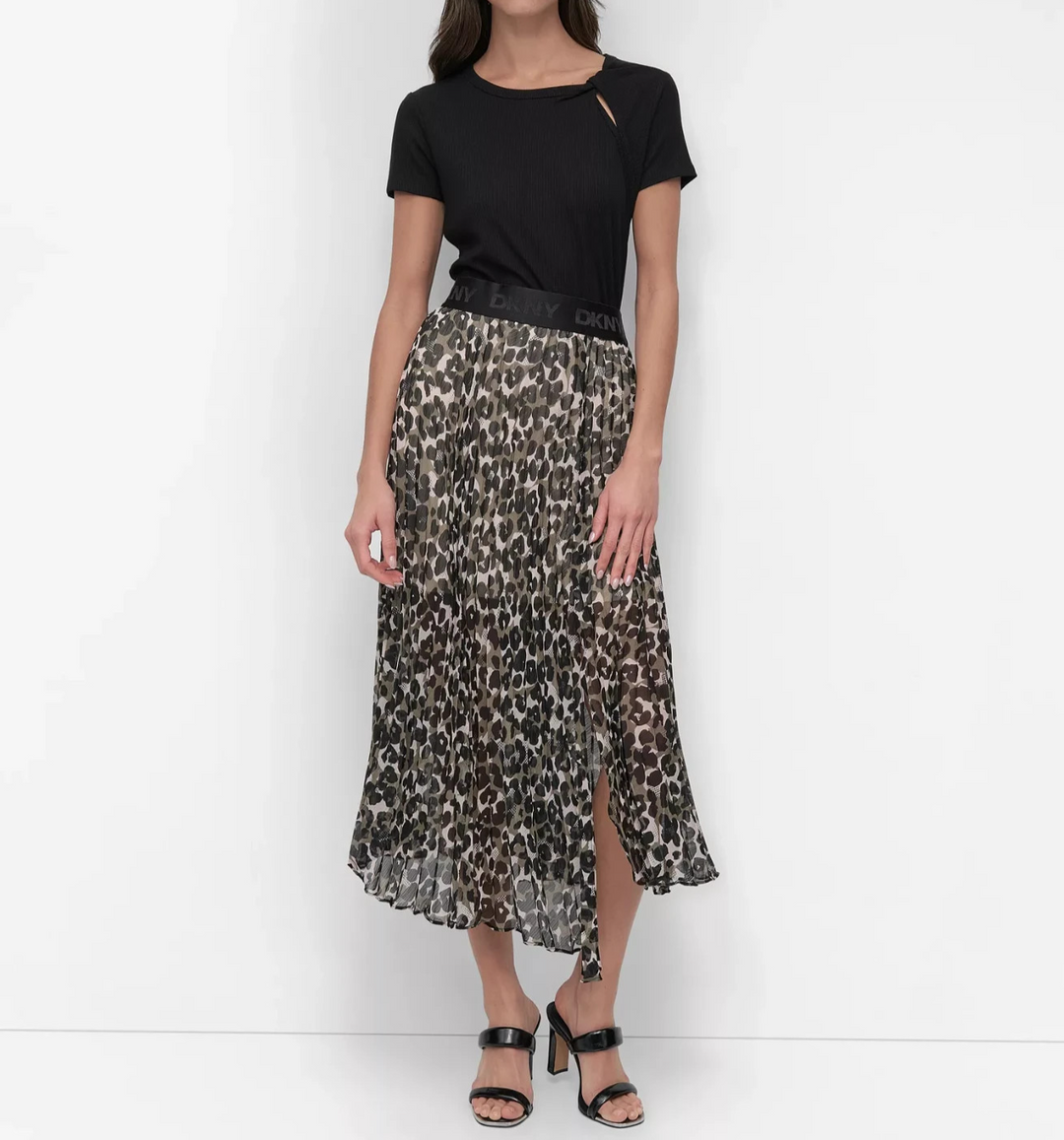 DKNY Women's Printed Chiffon Midi Skirt MSRP $109