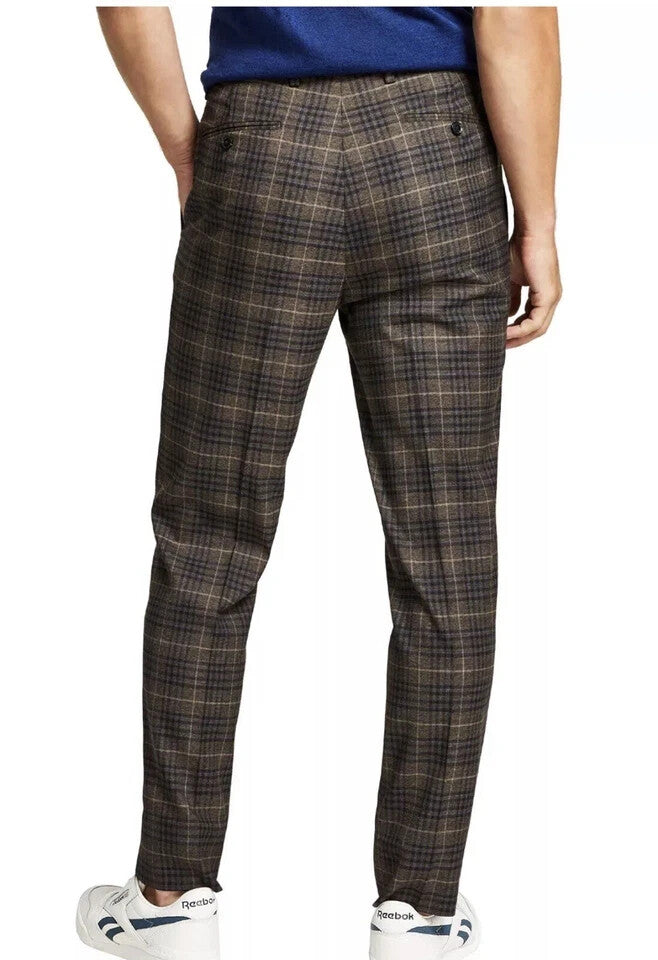 Alfani Mens Slim-Fit Stretch Plaid Dress Pants 32W MSRP $135