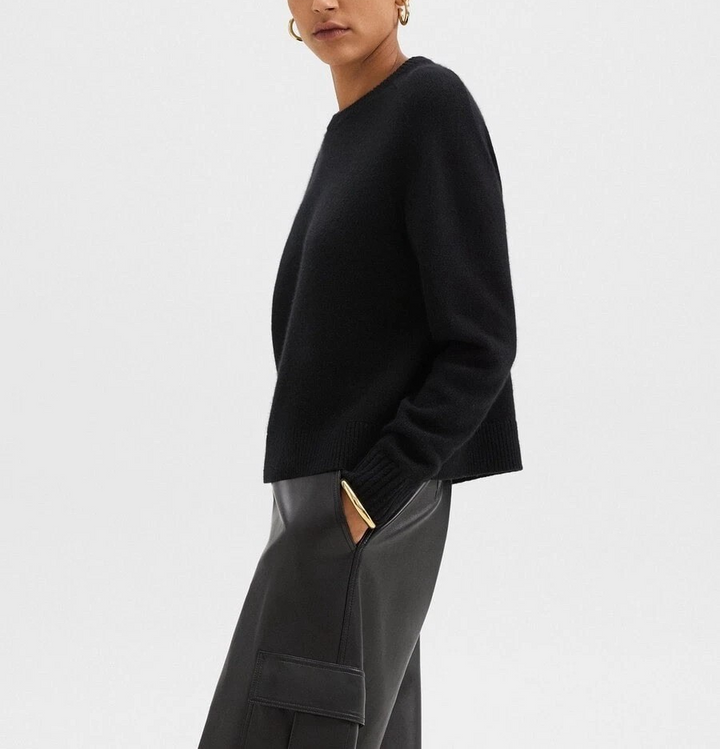 Theory Women’s Cropped Crewneck Sweater in Cashmere MSRP $345