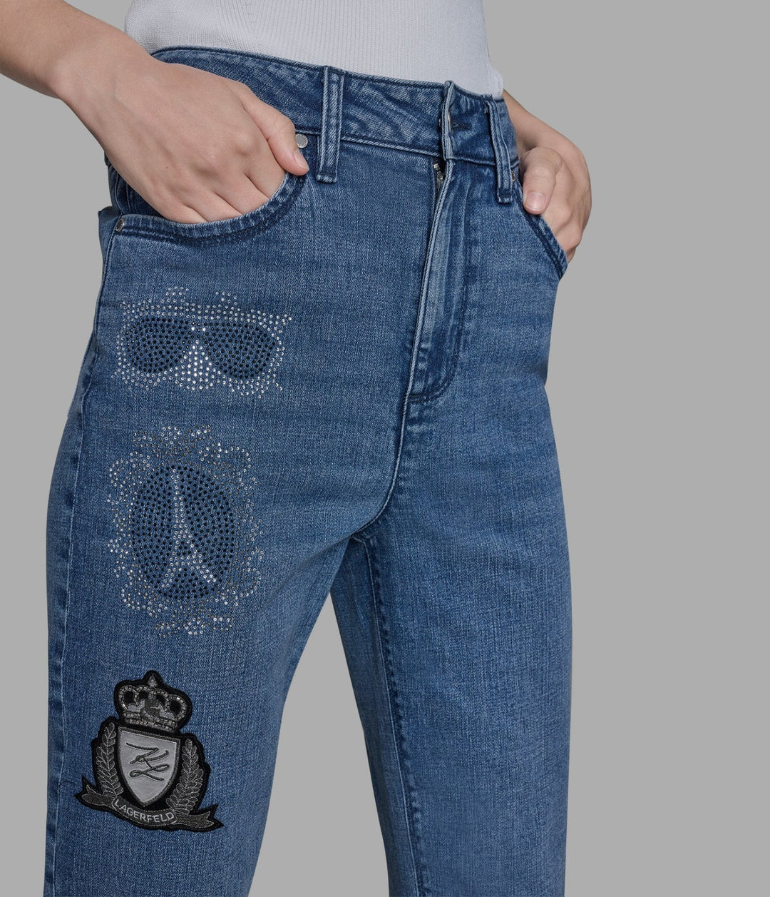 Karl Lagerfeld Straight Leg Jean with Patches MSRP $139