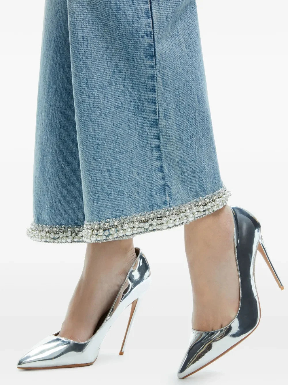 Alice + Olivia Ora embellished wide-leg jeans MSRP $1168