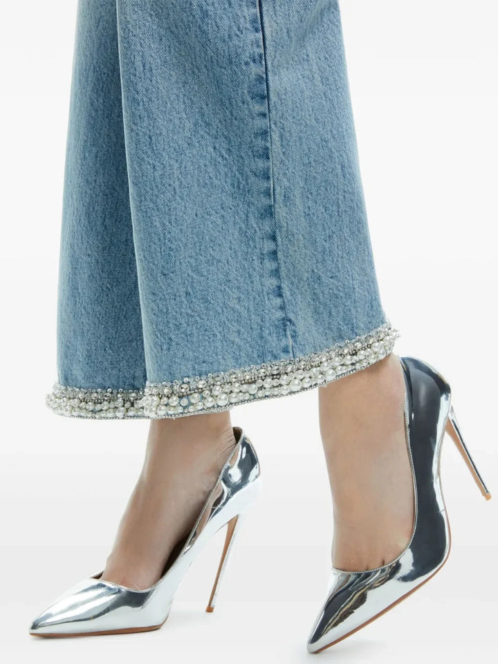 Alice + Olivia Ora embellished wide-leg jeans MSRP $1168