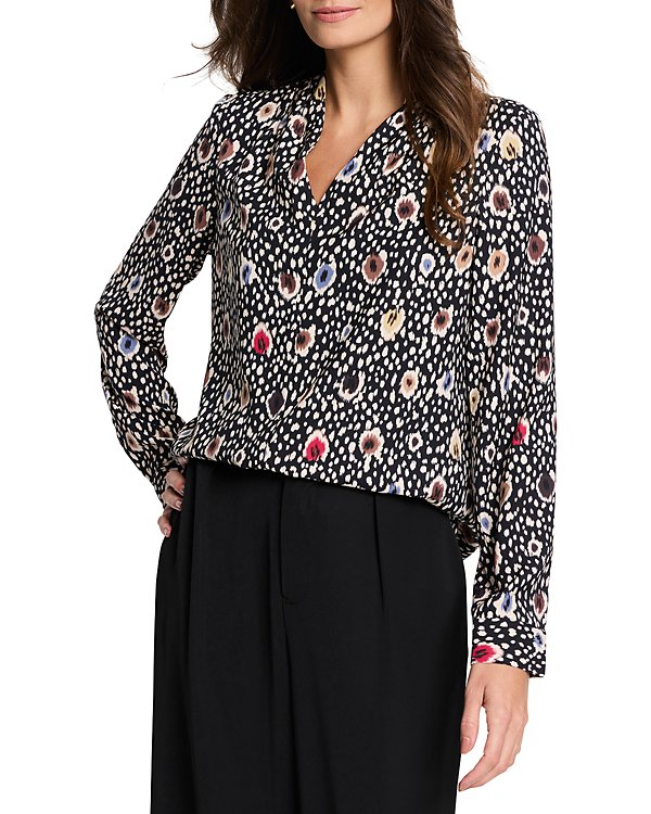 NIC+ZOE Spotted Dots V Neck Top MSRP $158