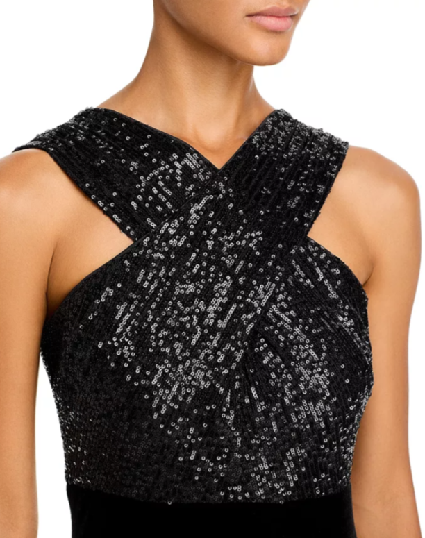 Eliza J Sequined Velvet Mermaid Gown MSRP $218