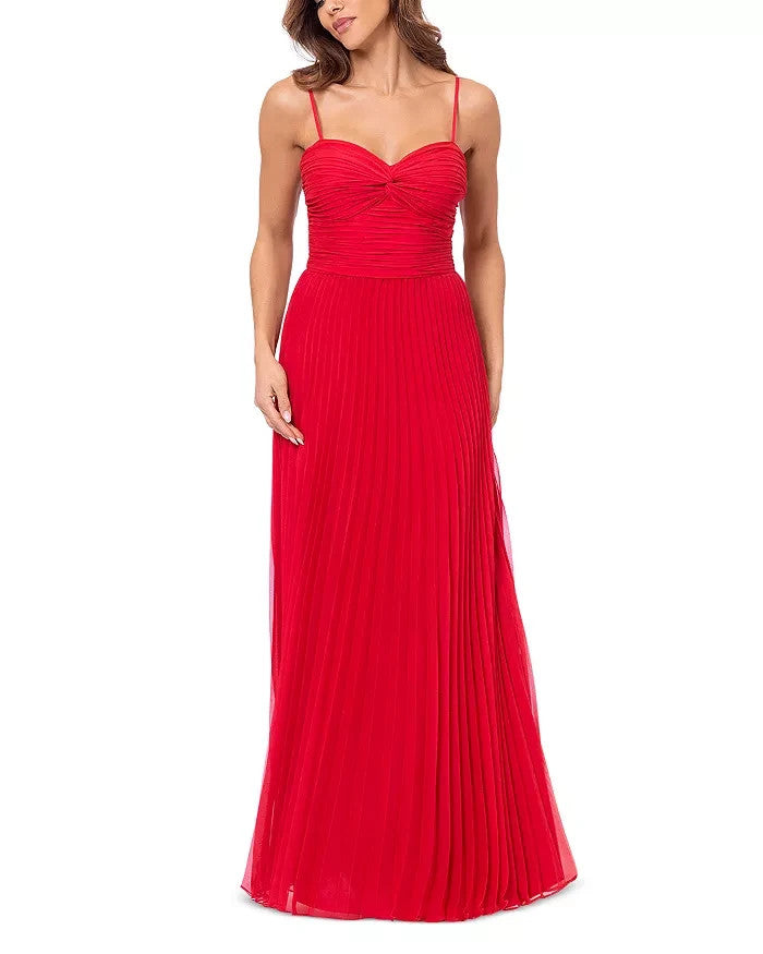 AQUA Pleated Chiffon Gown MSRP $278