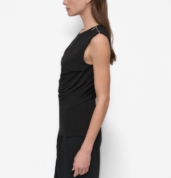 DKNY Women's Zip-Shoulder Sleeveless Knit Top MSRP $49