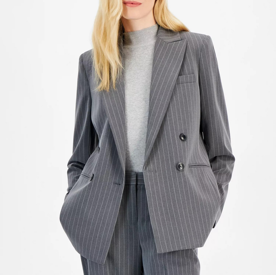 Tahari ASL Women's Pinstripe Double-Breasted Jacket MSRP $169