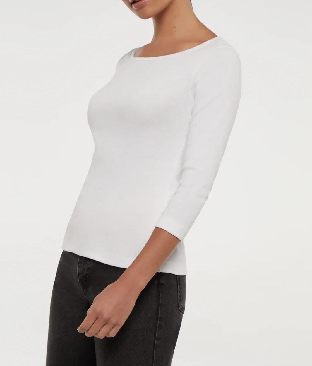 Three Dots Women's Boat-Neck 3/4-Sleeve T-Shirt MSRP $55