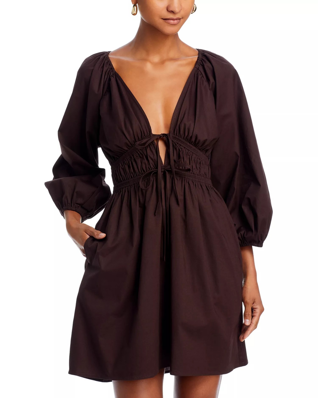 WAYF Leighton Poplin Mini Dress MSRP $88