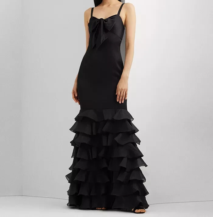 Lauren Ralph Lauren  Tiered Satin Evening Dress MSRP $598 Size 6 # 14B 1891