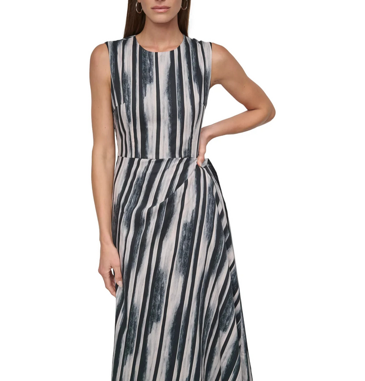 DKNY Women's Jewel-Neck Faux-Wrap Sleeveless Dress MSRP $139