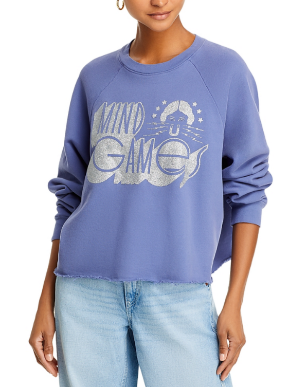 MOTHER Cotton The Boost Cut Off Sweatshirt MSRP $168