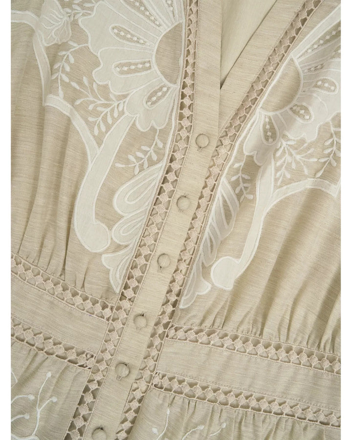 HOBBS LONDON Frida Button Front Lace Trim Dress MSRP $525