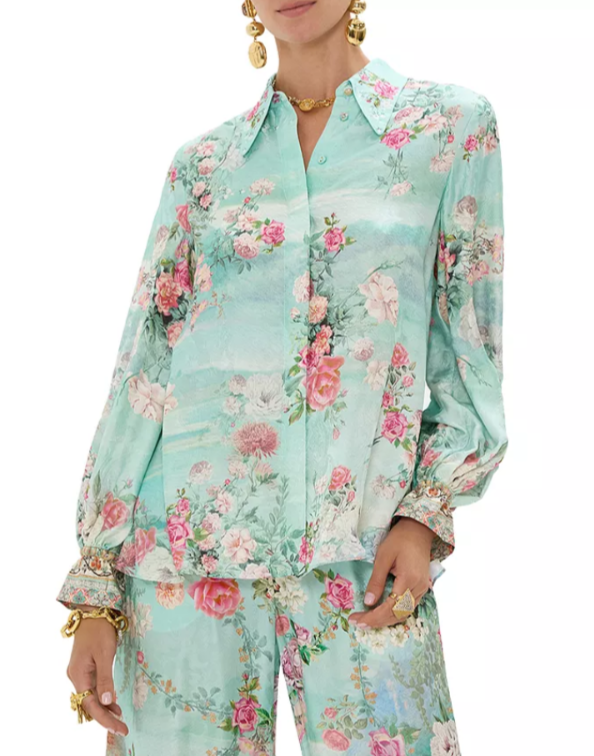 Camilla Silk Floral Print Blouse MSRP $699