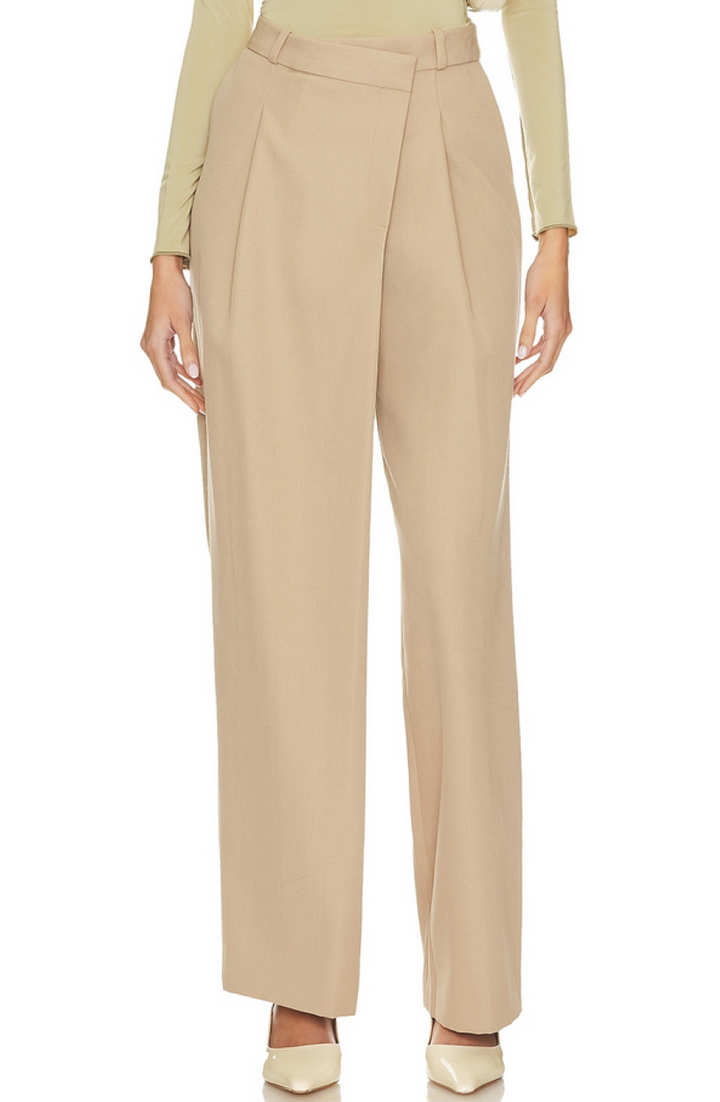 SIMKHAI Overlap Pleated Wide Leg Trouser MSRP $575