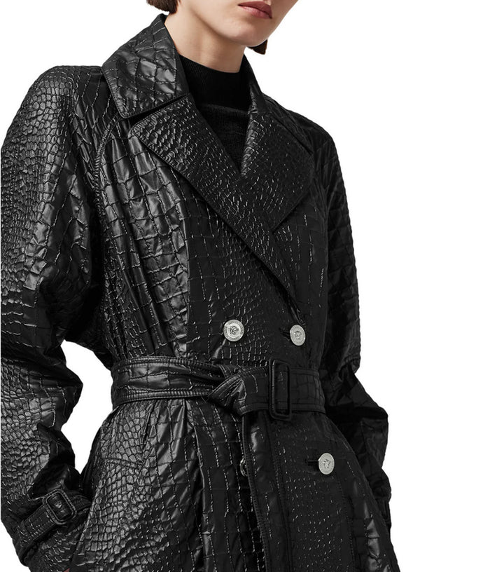 VERSACE Faux Leather Trench Coat  20A 880