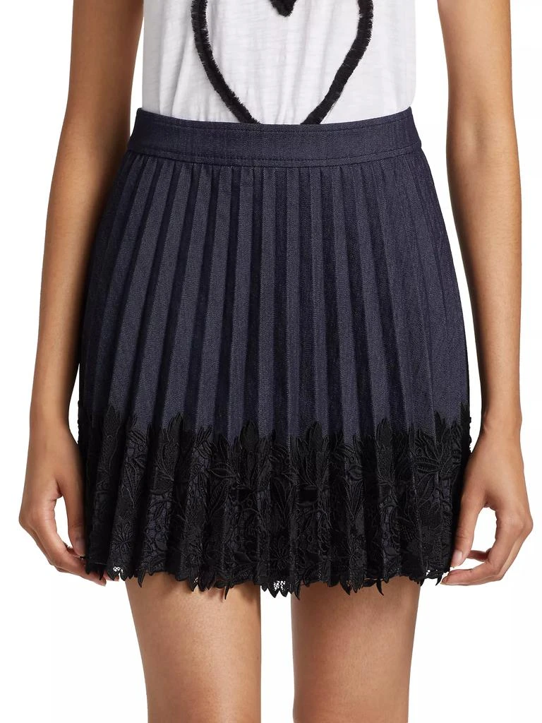 Cinq a Sept Laney Pleated Lace Mini Skirt MSRP $325