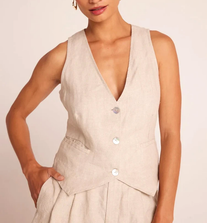 Bella Dahl Cinch Back Linen Vest MSRP $150