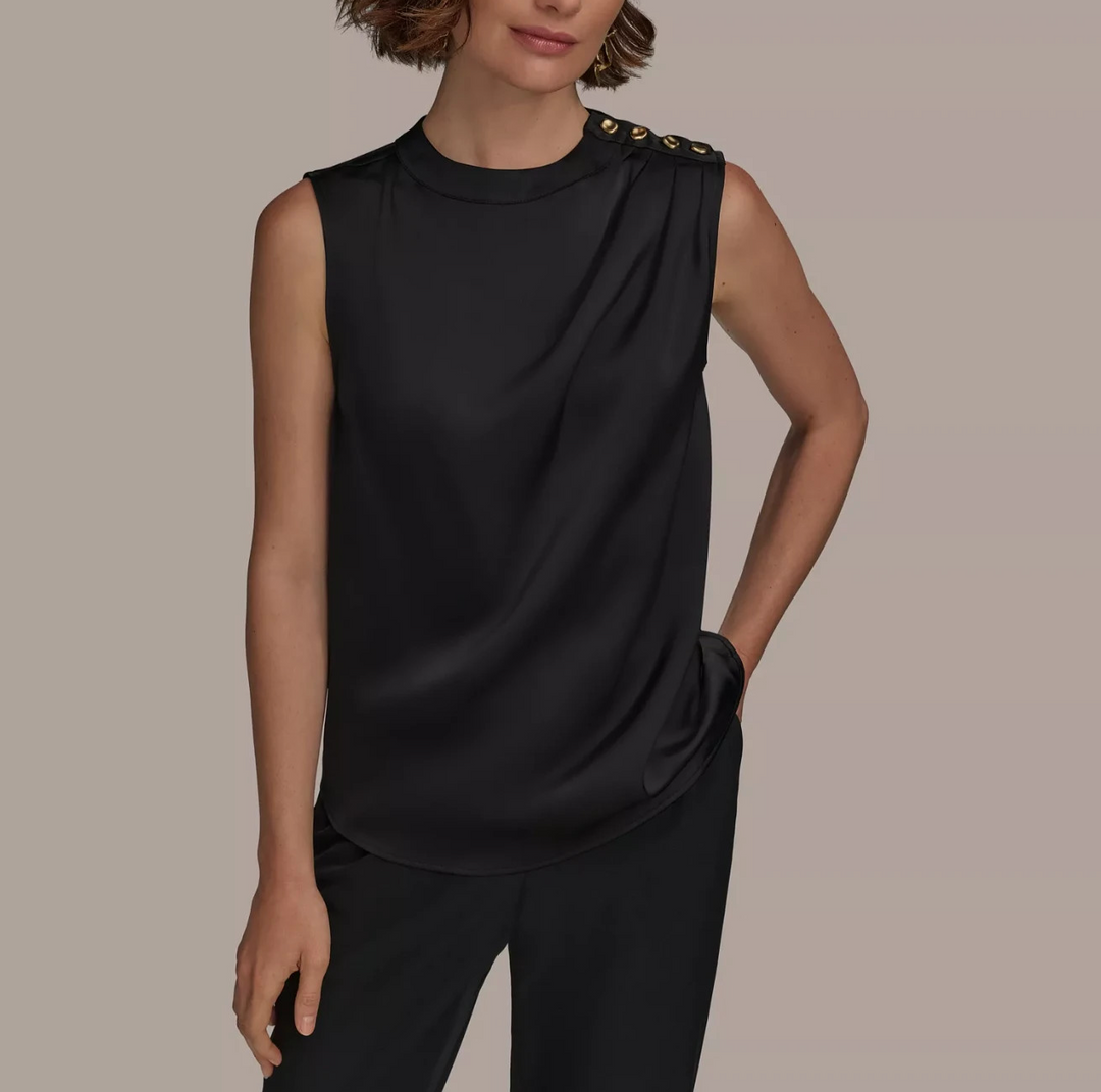 Donna Karan New York Women's Button-Trim Sleeveless Top MSRP $89