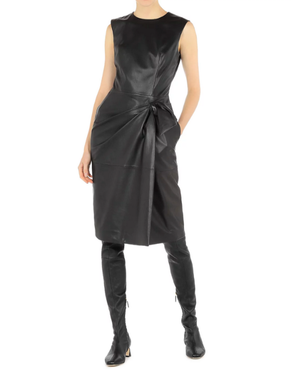 Alberta Ferretti Leather Sheath Dress MSRP $2040 Size 40/US6 # 1B 2272 New