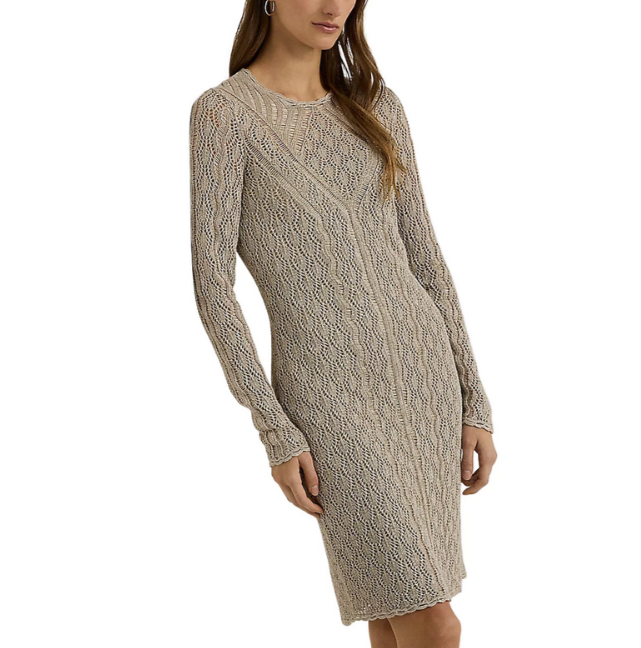 Lauren Ralph Lauren Linen-Blend Sweater Dress MSRP $295