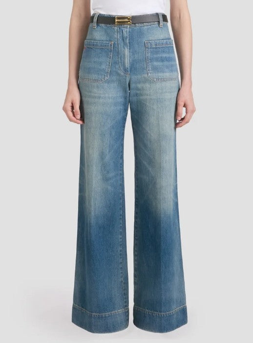 Victoria Beckham High Rise Wide Leg Alina Jeans MSRP $650