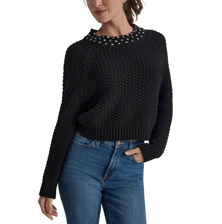 DKNY Jeans Crystal-Embellished Raglan-Sleeve Sweater MSRP $109