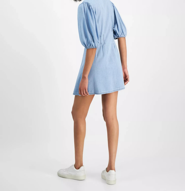 Tinsel Balloon-Sleeve Button-Front Denim Shirtdress MSRP $59