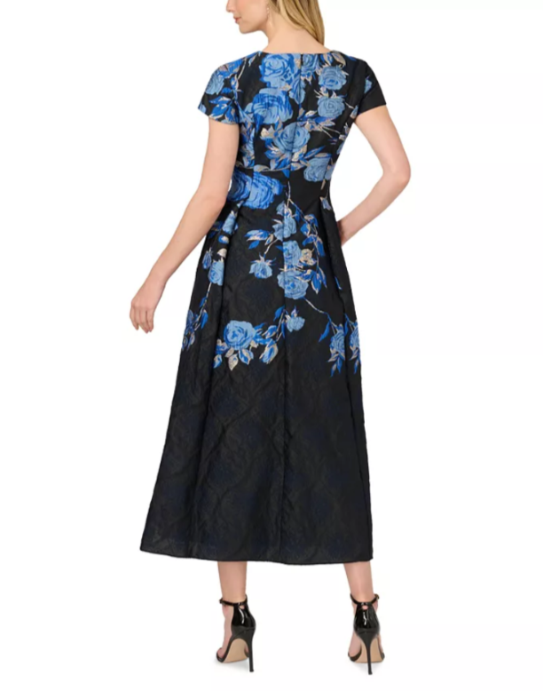 Adrianna Papell Split Neck Jacquard Dress MSRP $249