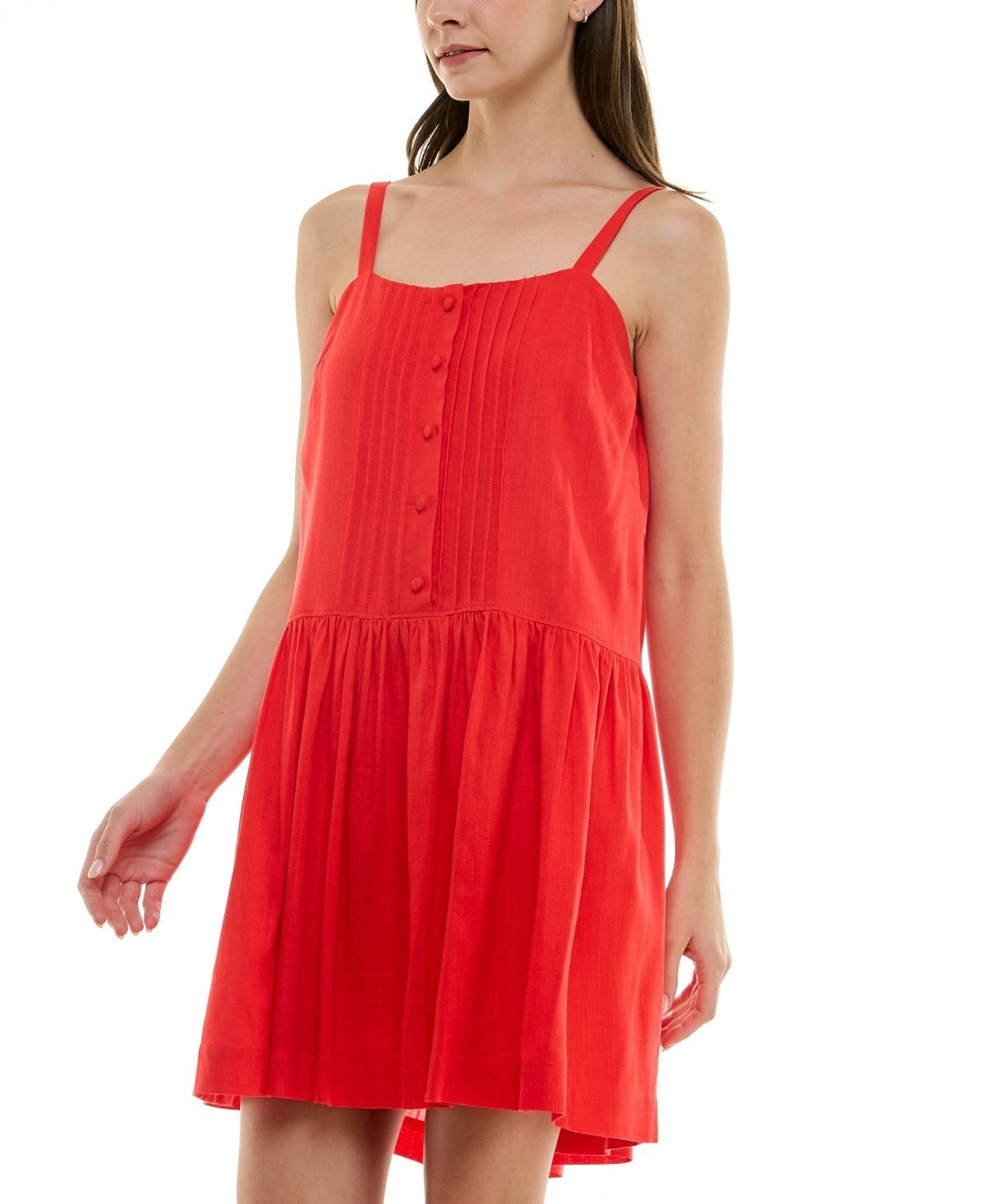 Taylor Petite Pintuck Square-Neck Mini Dress MSRP $128
