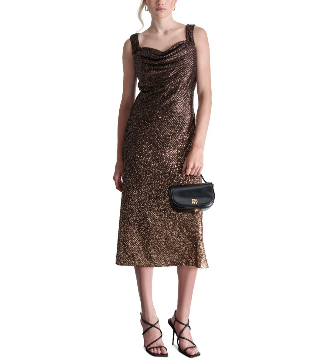 DKNY Womens Sequined Cocktail and Party Dress MSRP $179