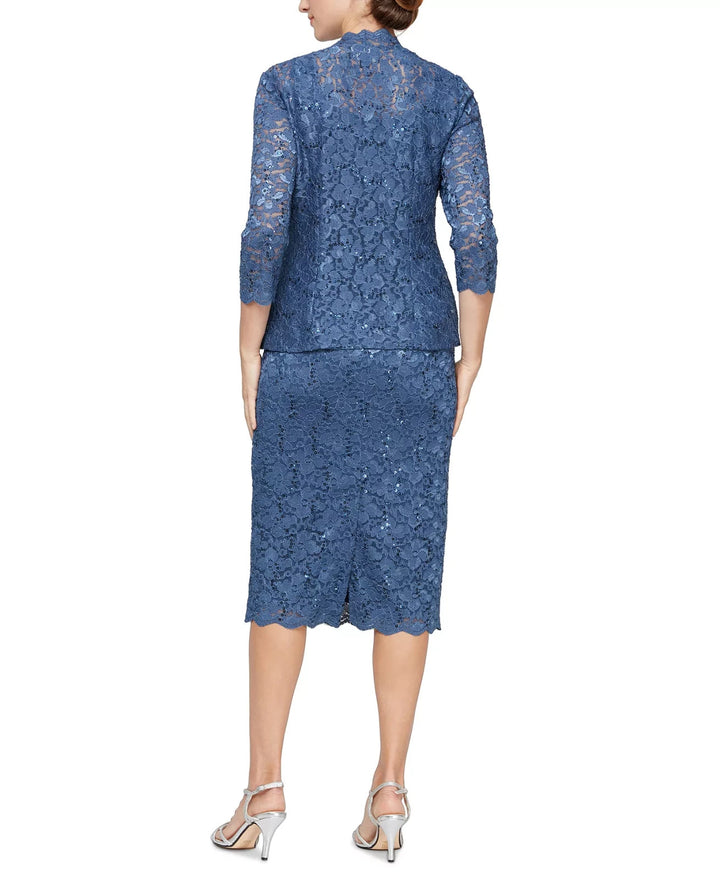 SL Fashions Petite 2-Pc. Lace Jacket & Midi Dress Set MSRP $149
