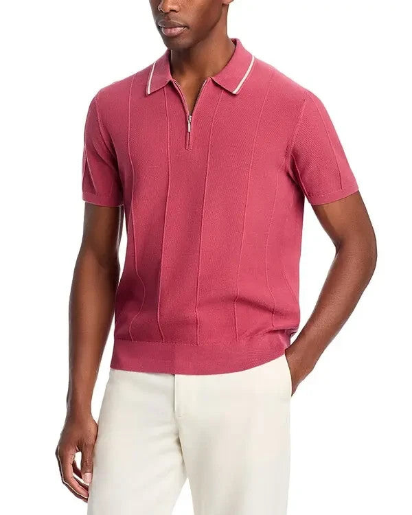 The Men's Store Short Sleeve Zip Polo Shirt MSRP $98