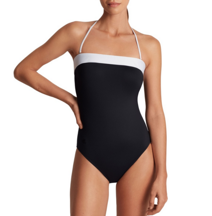 Lauren Ralph Lauren Modern Bandeau One Piece Swimsuit MSRP $120