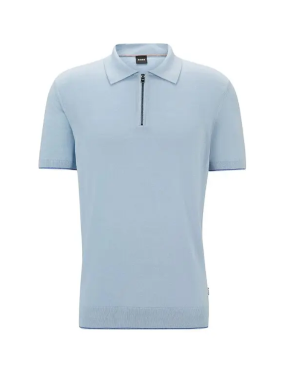 BOSS Trieste Tipped Quarter Zip Polo Shirt MSRP $198