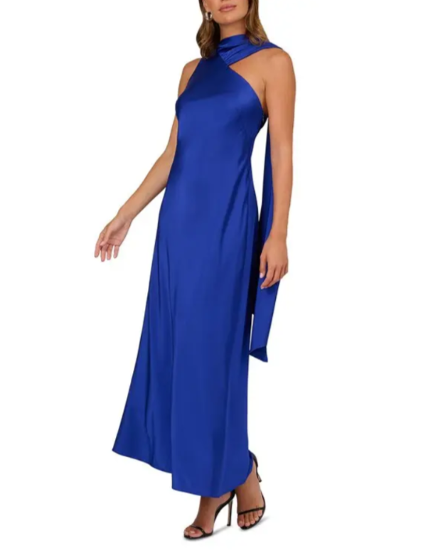 Adrianna By Adrianna Papell Asymmetrical Satin Dress MSRP $295