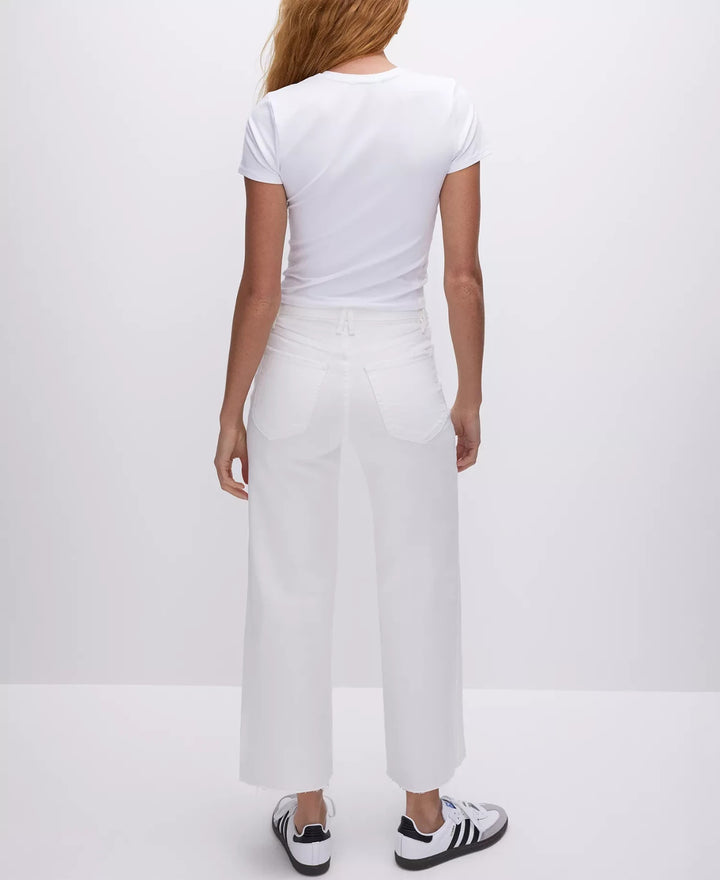 Good American Women's Good Waist Cropped Palazzo Jeans MSRP $139
