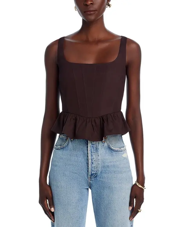 Wayf Desi Corset Ruffle Hem Top MSRP $69