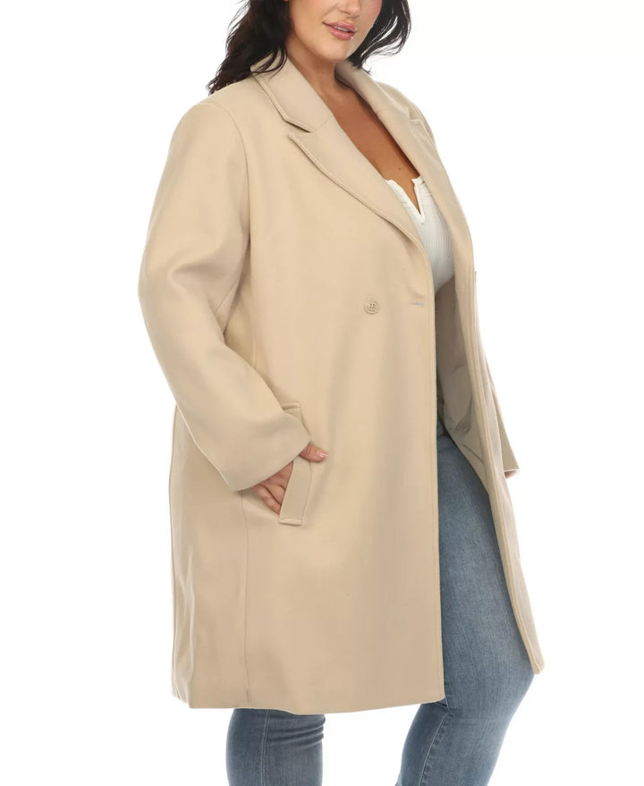 White Mark Plus Size Classic Walker Coat MSRP $148