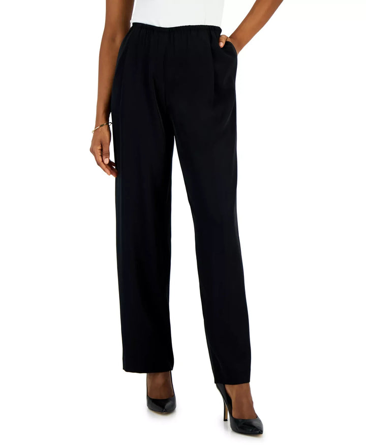 Kasper Women's Pull-On Mid-Rise Wide-Leg Pants MSRP $89